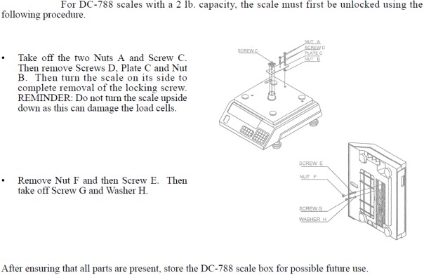 instructions on unpacking DC788 with 2 lb capacity
