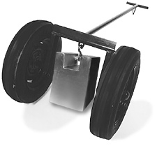transfer cart with large rubber tires for hauling heavy weights