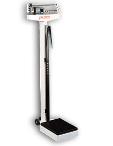Detecto 438 Doctors office scale with height rod wheels
