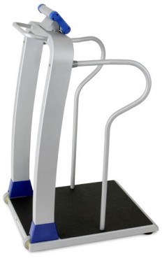 make it easy to weigh patients with these hand rails that surround scale platform