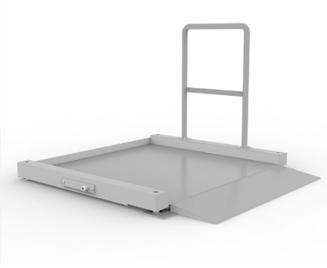btek patient scale above ground with ramp and handrail