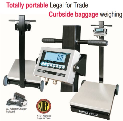 triner ts600-ep portable suitcase weigher at curbside