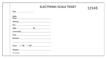 carbonless scale tickets es-47 ncr